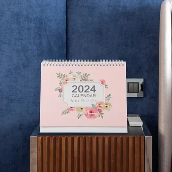 2024 Английский Настольный Календарь Декор Настольные Календари Написать Цветы Перевернуть Офисную бумагу Большая Ежемесячная заметка