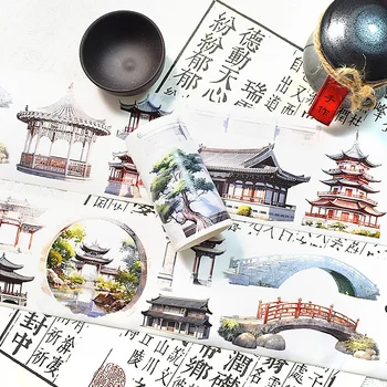 1Roll питомца китайском стиле пейзаж Васи Лента клейкая лента скрапбукинг Дневник наклейки DIY карты ремесла подарки