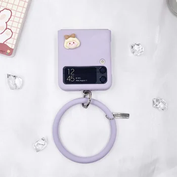 Фиолетовый чехол Korean 3D Girl Handheld loop для Samsung Galaxy Z Flip 3 4 5G Z Flip3 Flip4 Zflip3 Z flip4 Cover