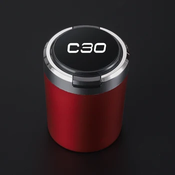 Автомобильные аксессуары пепельница с открытой кнопкой LED из нержавеющей стали и пластика для стайлинга автомобилей Volvo C30
