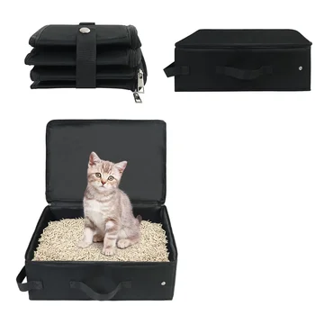 Складной дорожный ящик для кошачьего туалета с крышкой и ручкой для путешествий домой для всесезонных кошачьих принадлежностей