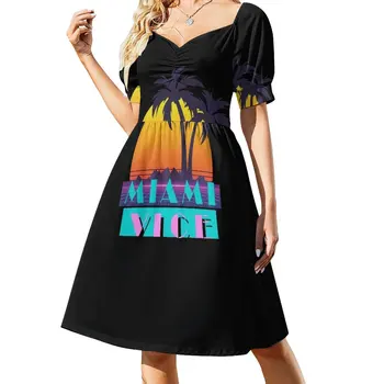 Новое ретро-платье без рукавов Miami Vice, летняя одежда для женщин