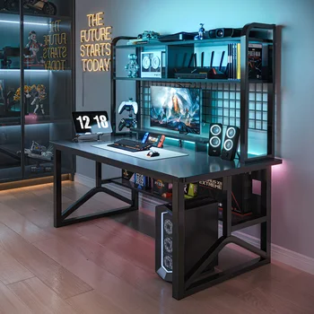 Настольные компьютерные столы Сочетание домашнего игрового стола и стула для киберспорта Простая спальня Студенческий письменный стол Встроенная книжная полка
