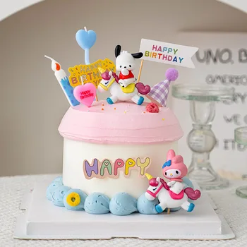 Sanrio Kawaii Kuromi Cinnamoroll Украшения, милые аниме My Melody Hello Kitty, украшение торта на день рождения, подарок для детей