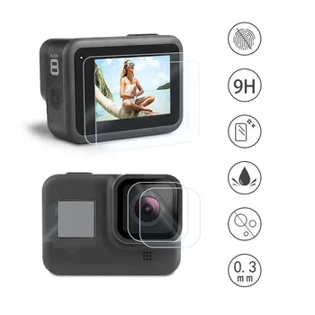 100ШТ Закаленное Стекло для камеры GoPro Hero 8 Протектор ЖК-Экрана + Крышка Объектива Защитная Пленка для Hero 8 Black Factory