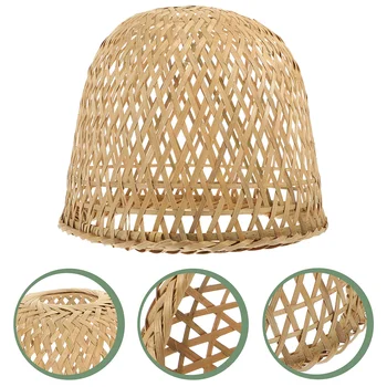 Бамбуковый абажур ручной работы, плетеный каркас для лампочки, плетеный чехол для люстры, тканый абажур, замена подвесного светильника в деревенском стиле