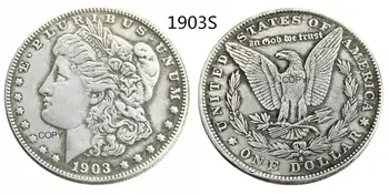 Копия монеты Morgan Dollar 1903 года выпуска с серебряным покрытием