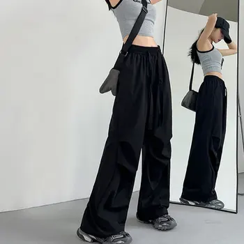 СТРАННЫЕ брюки-карго женские 2023 новые повседневные брюки-парашют с высокой талией быстросохнущие спортивные брюки женские свободные плиссированные широкие брюки