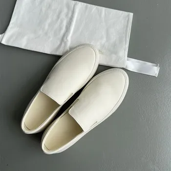 Мокасины Женские удобные и простые скольжения на кожаные туфли спортивные маленькая белая обувь Совет обувь