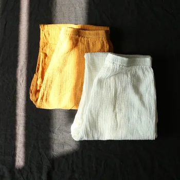 2023 Летние женские брюки из хлопка с эластичным поясом и карманами, белые мягкие повседневные модные женские брюки YoYikamomo