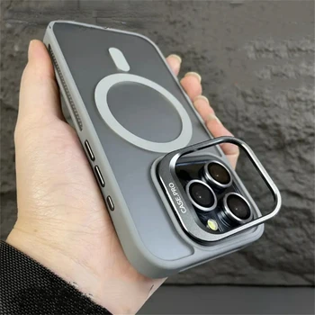 Роскошный Магнитный беспроводной зарядный матовый прозрачный чехол Magsafe для iphone 15 Pro Max 15 11 14 13 12 с защитной крышкой объектива