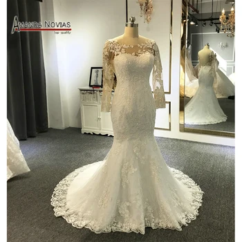 Платье невесты Простое кружевное свадебное платье русалки