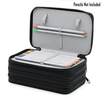 Удобные сумки для цветных карандашей из Оксфорда, большой органайзер для карандашей на 72 отделения, портативный футляр для карандашей акварельного цвета (черный)