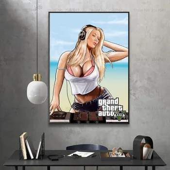 CP179 Плакат GTA 5, холст, настенное искусство, Игра Grand Theft Auto V, обои, наклейка на бар, Настенная роспись, украшение спальни