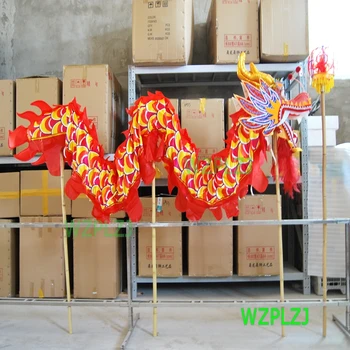 Китайский 4-метровый Шелковый танцевальный костюм Дракона размер 5 для 4 игроков, Детский Студенческий школьный Рождественский парад, Народная сцена