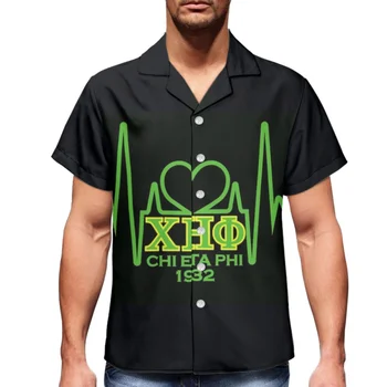 2023 Chi Eta Phi Женское Сообщество Heartbeat Дизайн Пляжных Рубашек Мужские Летние Повседневные Свободные Топы С Коротким Рукавом Harajuku Трендовая Одежда Подарок