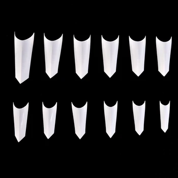 60ШТ * 12 РАЗМЕРОВ Поддельные типсы для ногтей Художественное украшение Расширение Полное Покрытие Искусственные Прозрачные натуральные белые Профессиональные принадлежности для маникюра